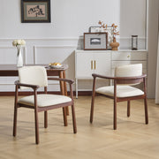 Dining Room Chairs, Ideal For Home & Kitchen (Set of 2) - Beige / Dark Walnut - R&R Furniture Gallery (Fountain Valley, CA)