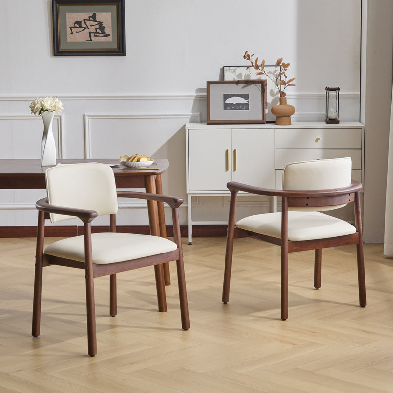 Dining Room Chairs, Ideal For Home & Kitchen (Set of 2) - Beige / Dark Walnut - R&R Furniture Gallery (Fountain Valley, CA)