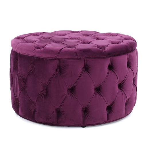 Noble House modern glam upholstered ottoman with plush fabric and sleek design, perfect for contemporary living room decor.