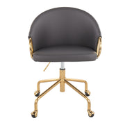Lumi Source Claire contemporary glam task chair with stylish design, black upholstered seat and chrome base for modern office decor.