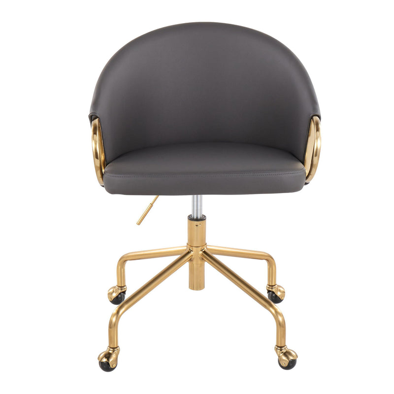 Lumi Source Claire contemporary glam task chair with stylish design, black upholstered seat and chrome base for modern office decor.