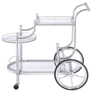 Reia - 3 Tier Cart With Casters & Tempered Glass Design - Chrome