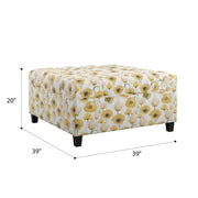 Floral Storage Ottoman With Traditional Design - Gold - R&R Furniture Gallery (Fountain Valley, CA)