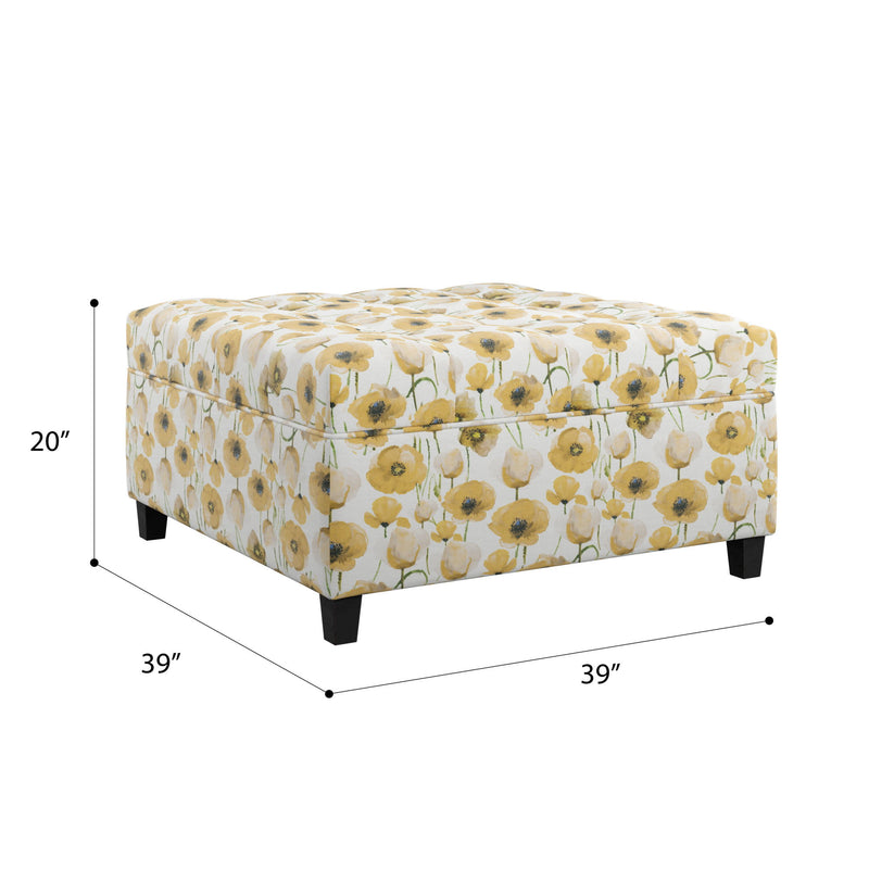 Floral Storage Ottoman With Traditional Design - Gold - R&R Furniture Gallery (Fountain Valley, CA)