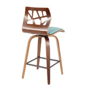 Pair of Lumi Source Folia mid-century modern counter stools with wooden seats and black metal legs, set of two.