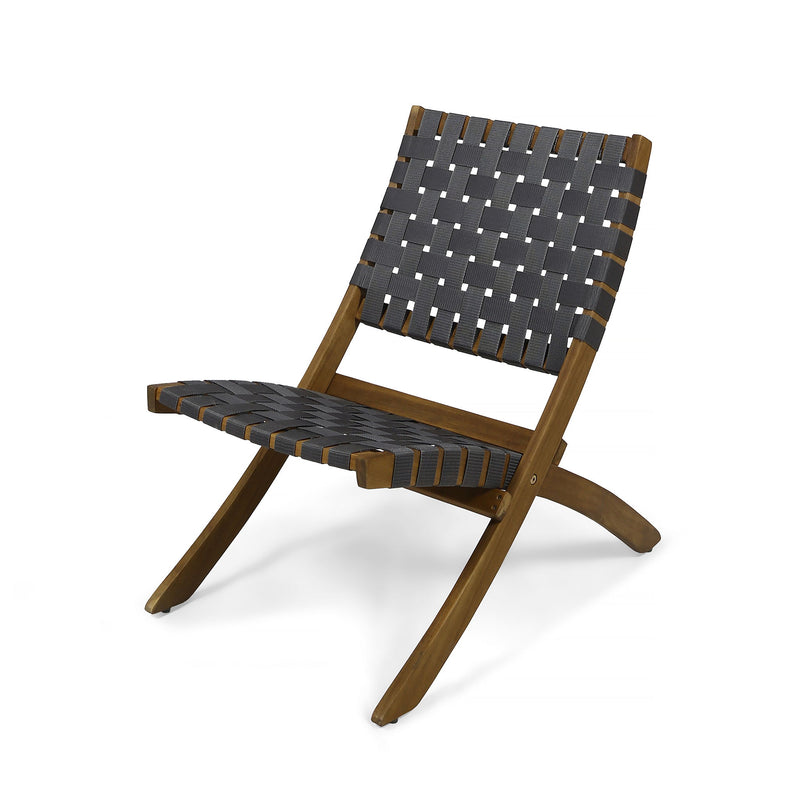 Solidago - Outdoor And Strapping Belt Folding Chairs, (Set of 2) - Black / Brown - R&R Furniture Gallery (Fountain Valley, CA)