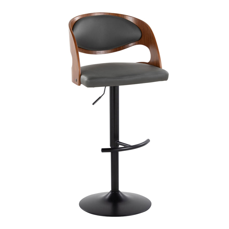 Lumi Source Pino mid-century modern adjustable barstool set with swivel and rounded T-footrest, shown in stylish home bar setting