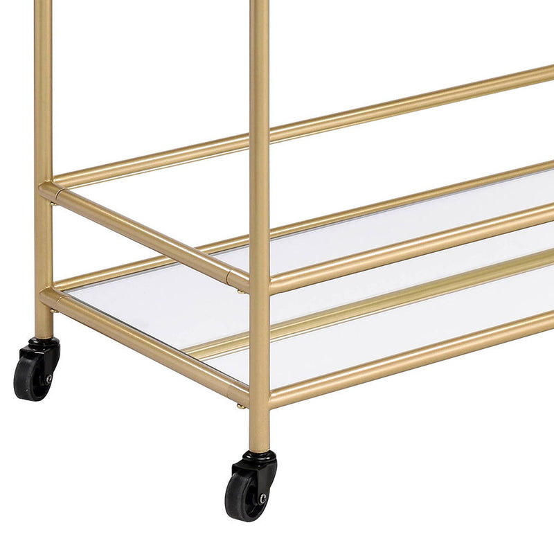 Kenda - Serving Cart - Clear Glass, Mirrored & Gold - R&R Furniture Gallery (Fountain Valley, CA)
