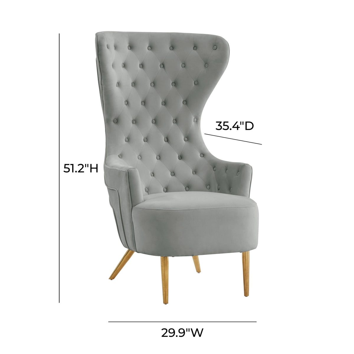 Velvet Jezebel Wingback Chair by TOV Furniture with deep red upholstery and classic wingback design, shown from front angle.