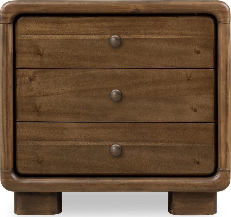 Boka Three Drawer Acacia Wood Nightstand in Impala
