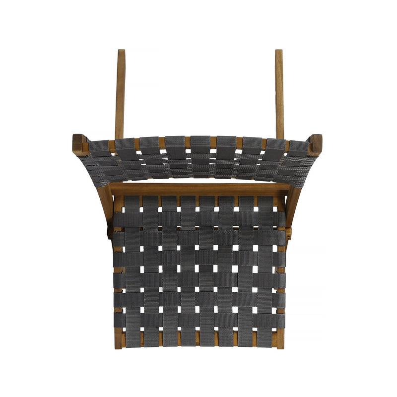 Solidago - Outdoor And Strapping Belt Folding Chairs, (Set of 2) - Black / Brown - R&R Furniture Gallery (Fountain Valley, CA)