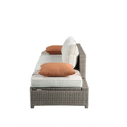 Salena - Patio Sofa With 2 Pillows & Ottoman - Beige Fabric & Gray Wicker - R&R Furniture Gallery (Fountain Valley, CA)