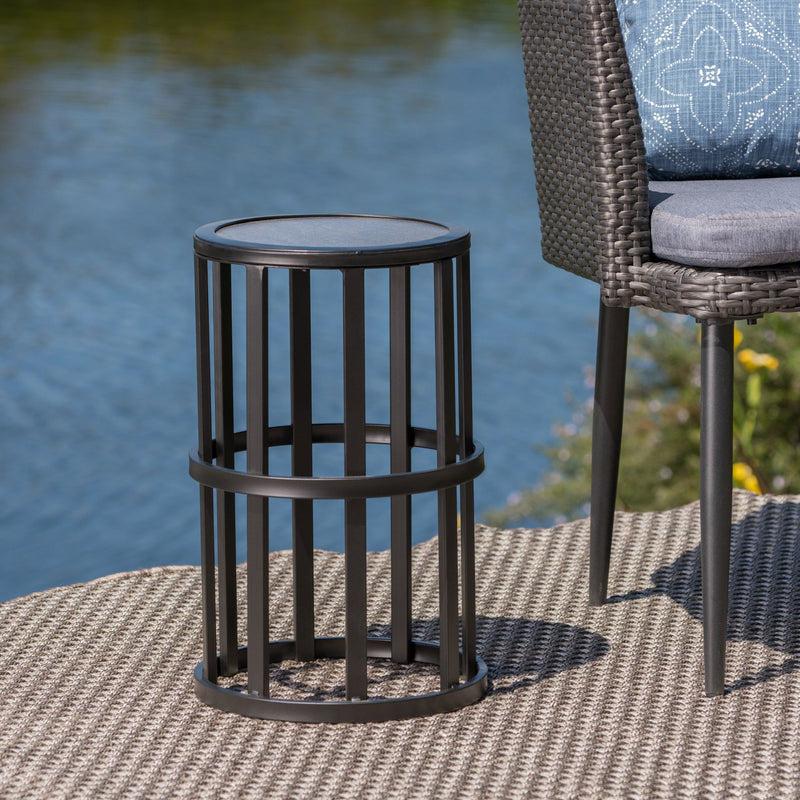 Outdoor Powder Coated Side Table - Gray - R&R Furniture Gallery (Fountain Valley, CA)