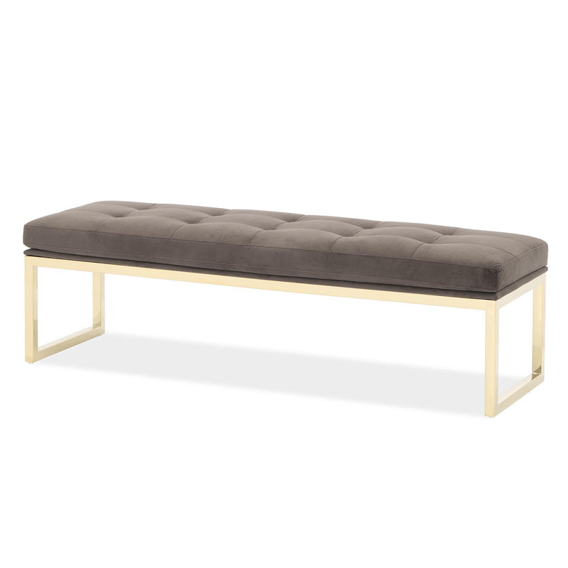 Signature Beds & Benches - Dahlia Velvet Accent Bench - Chocolate / Gold - R&R Furniture Gallery (Fountain Valley, CA)
