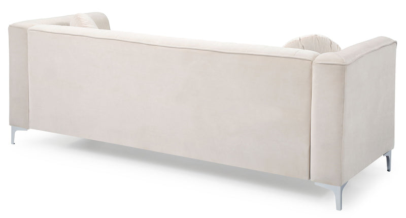 Glory Furniture Delray Micro Suede Sofa, stationary sofa with plush seating and modern design in a neutral color.