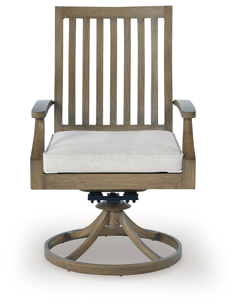 Rainier Ranch - Swivel Chair With Cushion (Set of 2) - Brown / Beige - R&R Furniture Gallery (Fountain Valley, CA)