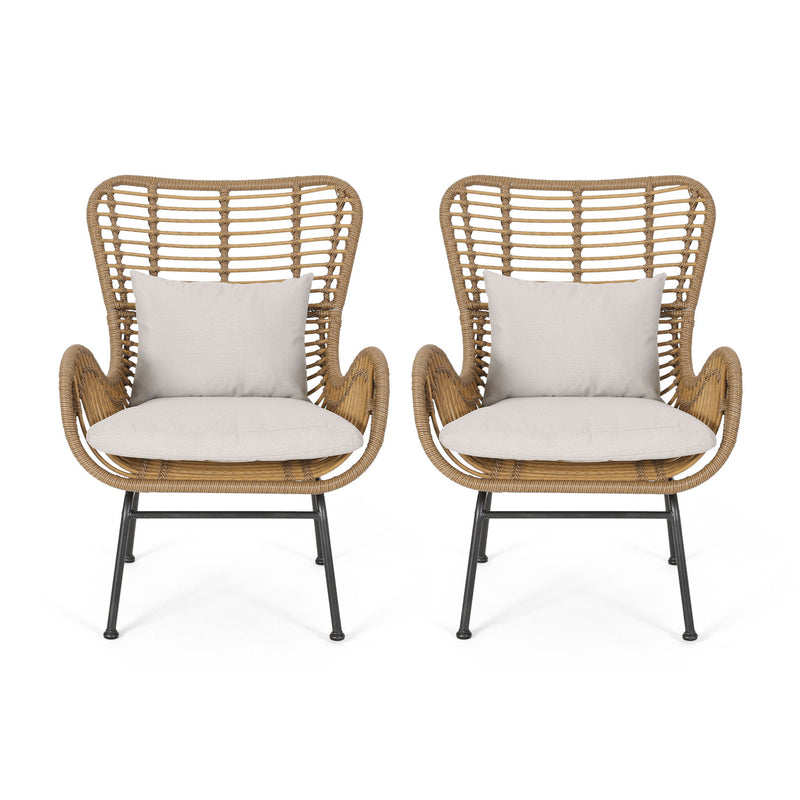 Modern Aesthetic Outdoor Rattan Accent Chair With Metal Legs - R&R Furniture Gallery (Fountain Valley, CA)