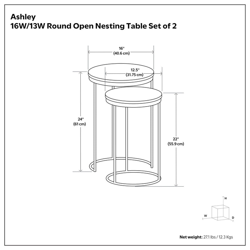 Ashley - 2 Piece Nesting Table - Gold - R&R Furniture Gallery (Fountain Valley, CA)