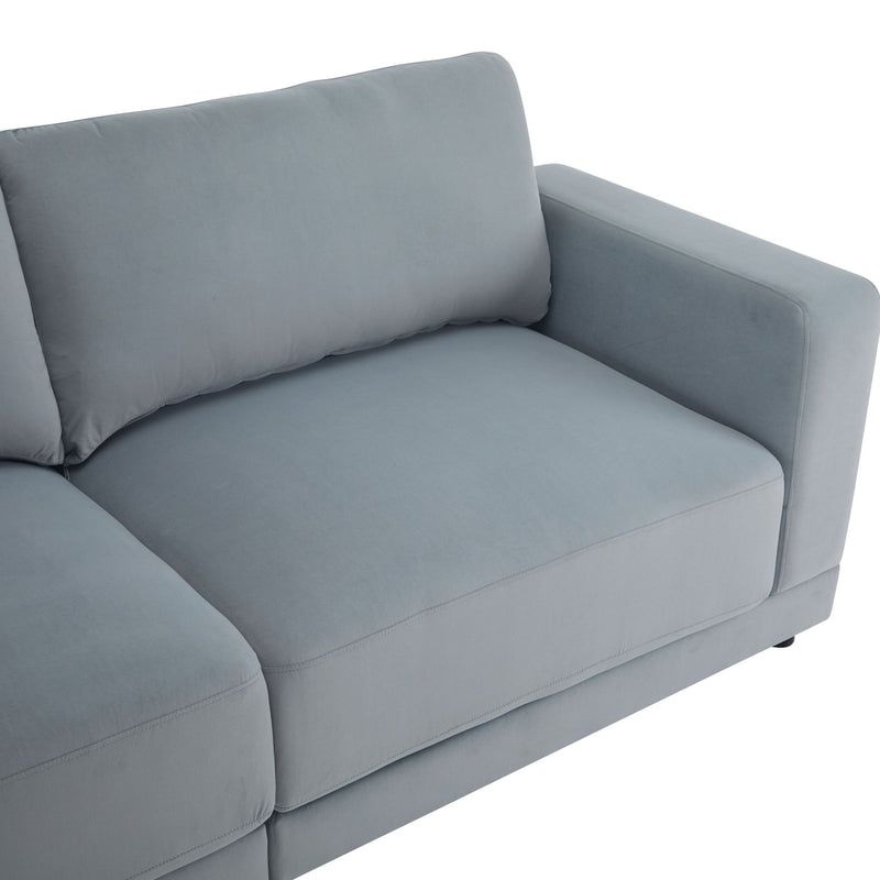 Modern Square Arm Sofa With Soft Fabric Upholstery, Deep Cushions - R&R Furniture Gallery (Fountain Valley, CA)