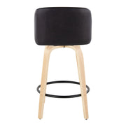 Toriano - Contemporary Modern Fixed Height Counter Stool Swivel With Round Footrest (Set of 2) - R&R Furniture Gallery (Fountain Valley, CA)