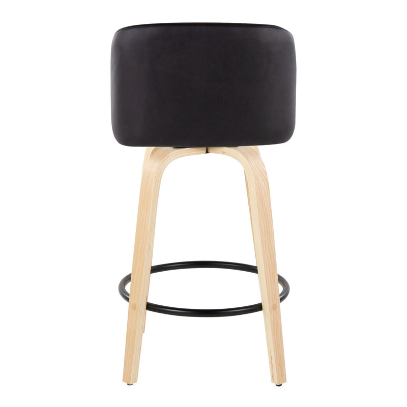 Toriano - Contemporary Modern Fixed Height Counter Stool Swivel With Round Footrest (Set of 2) - R&R Furniture Gallery (Fountain Valley, CA)