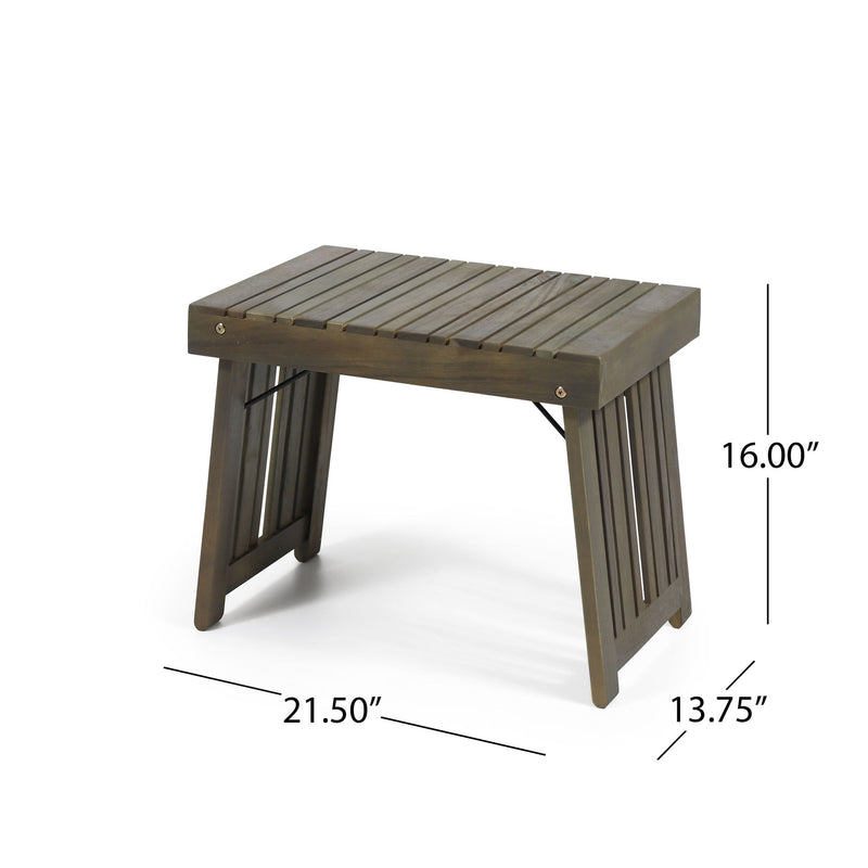 Noble House Temptation outdoor foldable side table with slat design, compact and lightweight for patio or garden use