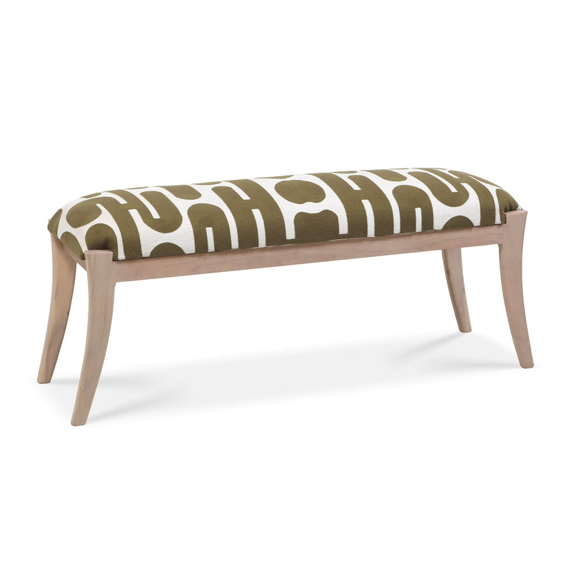 Arielle - Embroidered Bench - Olive / White - R&R Furniture Gallery (Fountain Valley, CA)