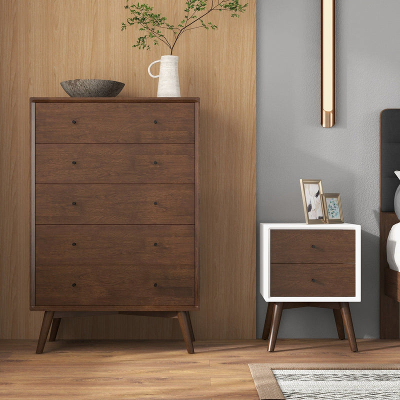 Caroline - Mid-Century Modern Style Night Stand 2 Drawer - R&R Furniture Gallery (Fountain Valley, CA)