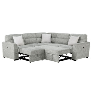Emiliano - Sectional Sofa With 3 Pillows - Nickel