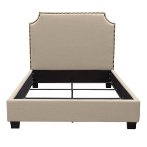 Kingston Eastern King Bed with Nail Head Accent by Diamond Sofa - Desert Sand Linen