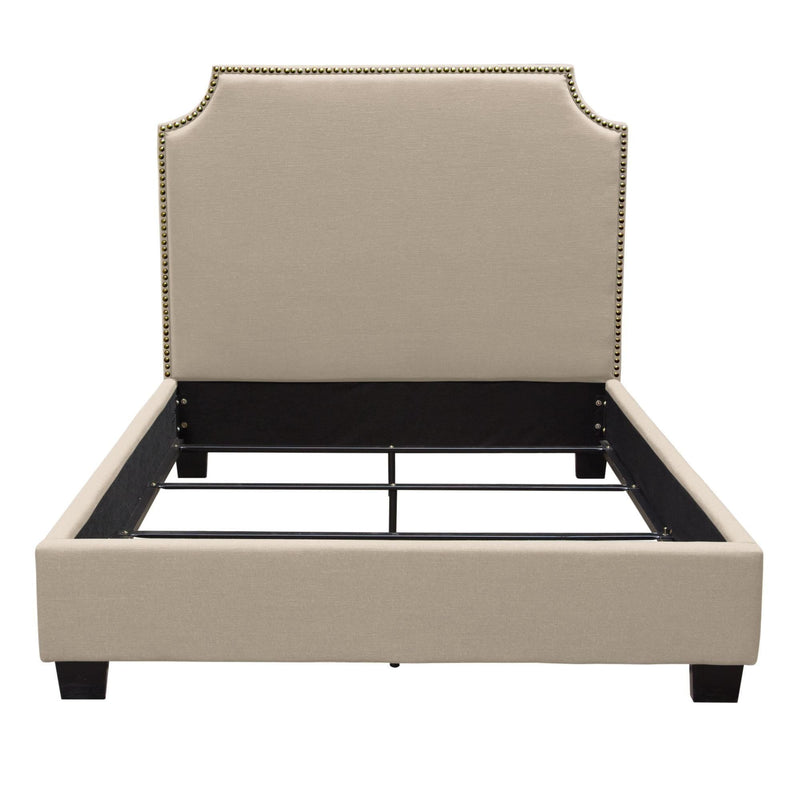 Kingston Eastern King Bed with Nail Head Accent by Diamond Sofa - Desert Sand Linen