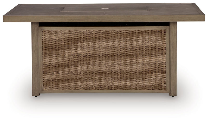 Laguna Heights - Rectangular Fire Pit Table - Beige - R&R Furniture Gallery (Fountain Valley, CA)
