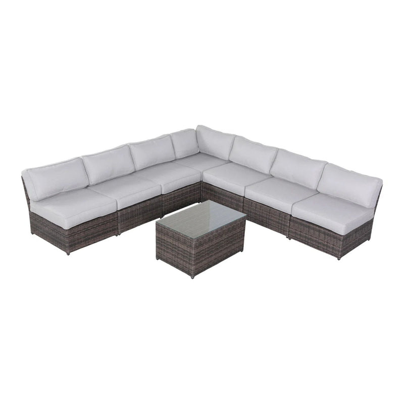 Comfortable Modern Patio Rattan Sectional Set With Cushions - R&R Furniture Gallery (Fountain Valley, CA)