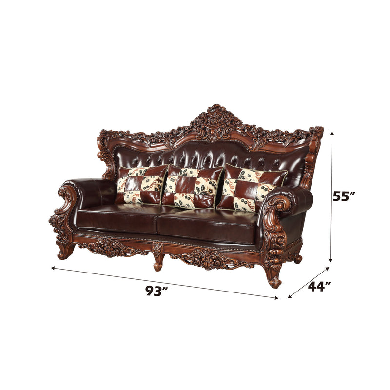Forsythia - Sofa - Espresso Top Grain Leather Match & Walnut - R&R Furniture Gallery (Fountain Valley, CA)