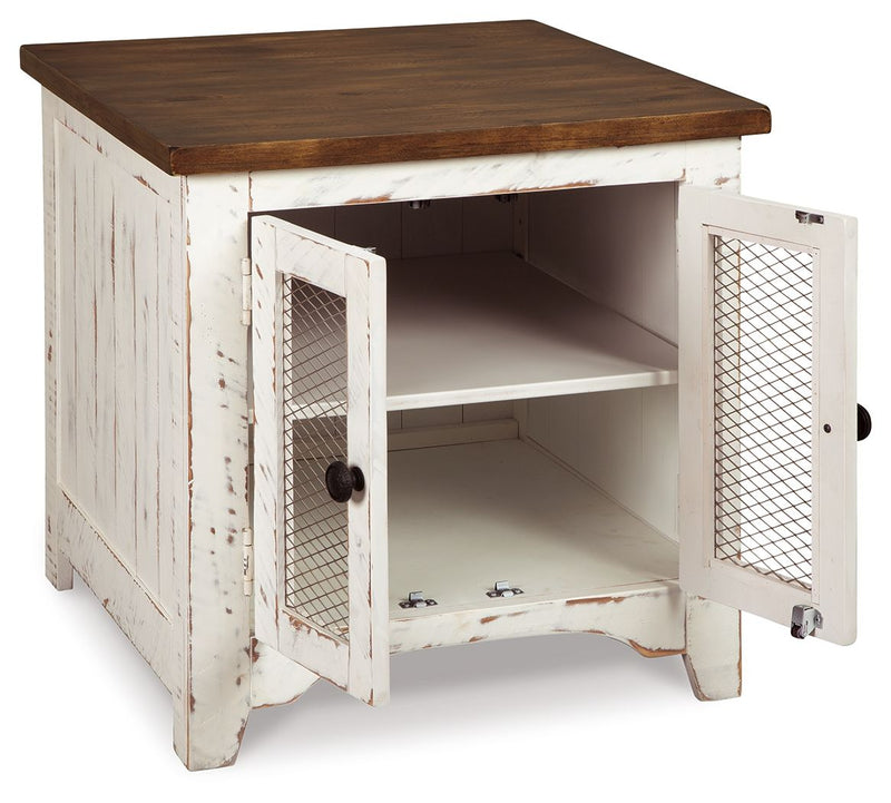 Wystfield - Rectangular End Table - 2 Doors - White / Brown - R&R Furniture Gallery (Fountain Valley, CA)
