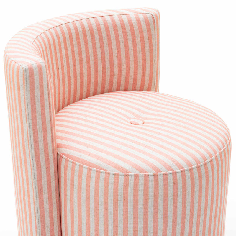 TOV Furniture Alyssa striped rolling desk chair with black and white fabric, adjustable height, and caster wheels for mobility.