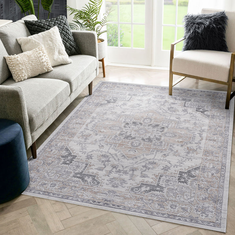 Marfi - 6' X 9' Oriental Area Rug - Ivory / Beige - R&R Furniture Gallery (Fountain Valley, CA)