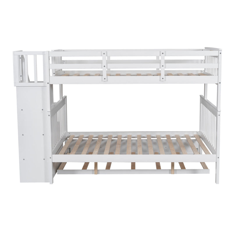 Bunk Bed With Twin Size Trundle, Storage And Guard Rail For Bedroom - R&R Furniture Gallery (Fountain Valley, CA)