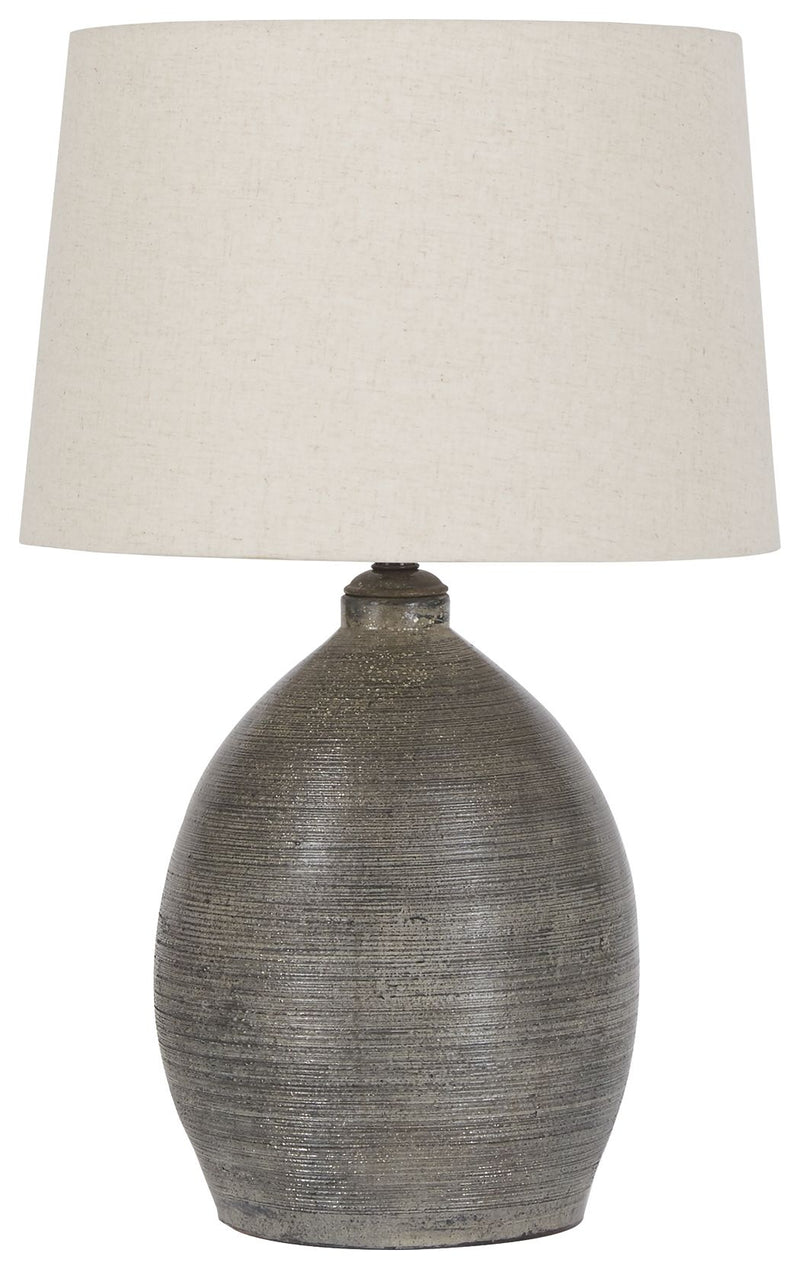 Joyelle - Terracotta Table Lamp  - Gray - R&R Furniture Gallery (Fountain Valley, CA)