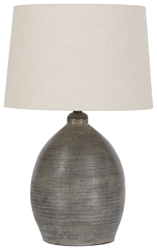 Joyelle - Terracotta Table Lamp  - Gray - R&R Furniture Gallery (Fountain Valley, CA)