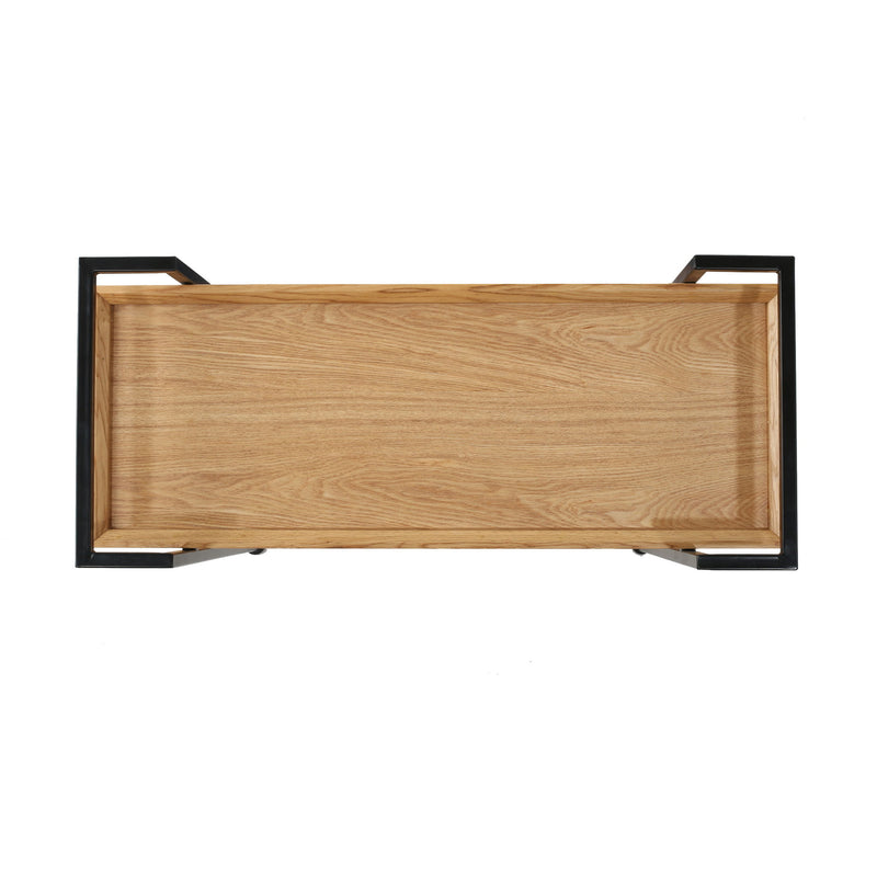 Modern industrial Noble House bar cart with shelving, casters, and a sleek design for easy mobility and stylish storage.