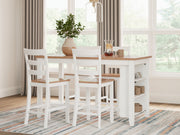 Rectangular dining room counter set by Signature Design by Ashley, includes 5 pieces with wooden table and matching chairs.