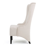 Set of two Noble House upholstered dining chairs with high backs and birch wood legs, showcasing stylish and comfortable seating.