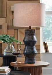 Kerbert - Terracotta Table Lamp - Distressed Black - R&R Furniture Gallery (Fountain Valley, CA)