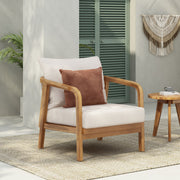 Outdoor Lounge Chair With Woven Backrest, Solid Wood Frame, Comfortable Cushions - R&R Furniture Gallery (Fountain Valley, CA)