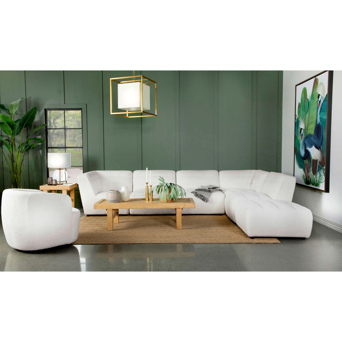 Sunny - Square Upholstered Ottoman - Ivory