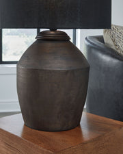 Naareman - Terracotta Table Lamp - Metallic Black - R&R Furniture Gallery (Fountain Valley, CA)