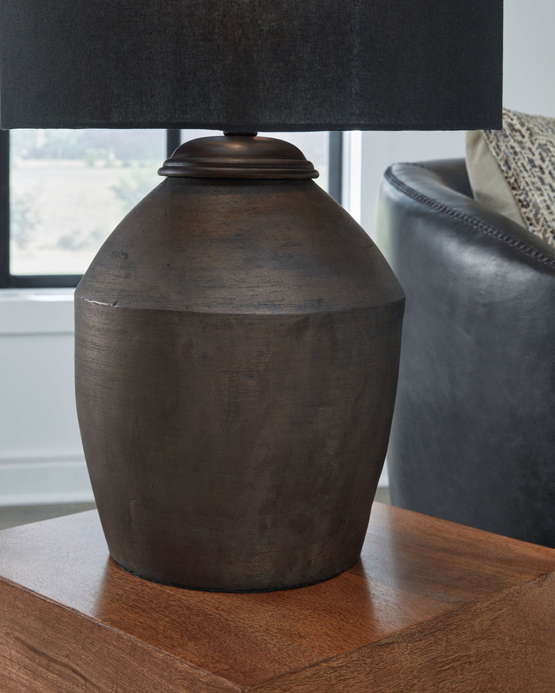 Naareman - Terracotta Table Lamp - Metallic Black - R&R Furniture Gallery (Fountain Valley, CA)