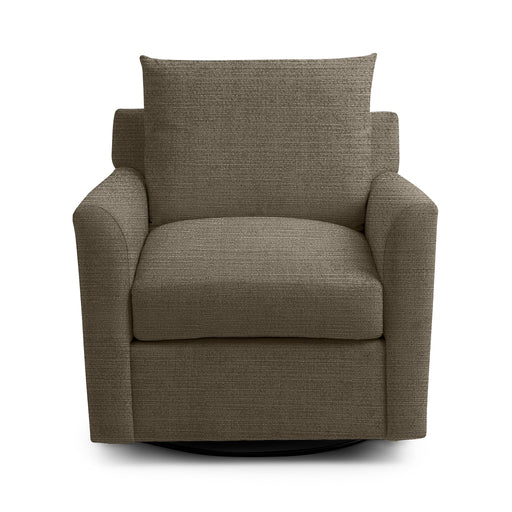 Classic Home Olivia swivel chair with plush fabric upholstery and a modern, rounded design for comfortable seating.