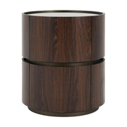 Elegant Italian High Grade Double Layer Storage Round Side Table - Brown / Black - R&R Furniture Gallery (Fountain Valley, CA)